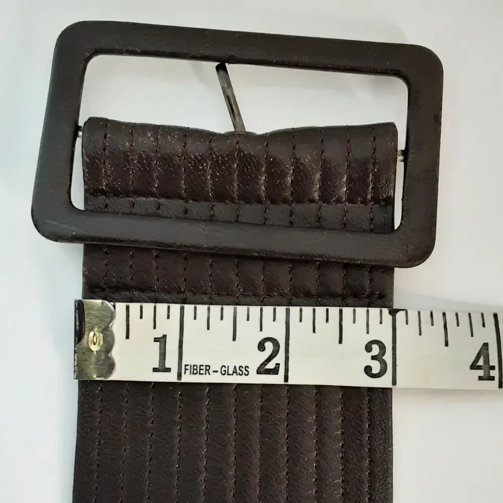 💎Armani Exchange Womens Dark Brown Wide Ribbed Leather Belt Size XS Soft